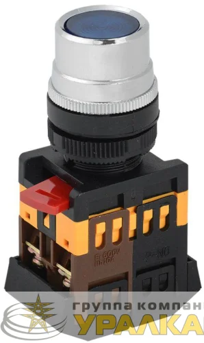 Кнопка ABLF-22 d22мм 1з+1р 240В неон син. IEK 