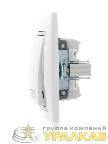 Переключатель проходной 1-кл. СП Mira 10А с сер. вставкой бел. LEZARD 701-0215-105 детальная картинка