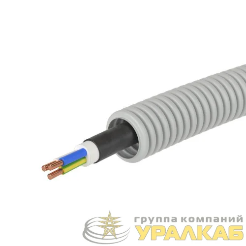 Труба гофрированная ПВХ гибкая d20мм с кабелем ВВГнг(А)-LS 3х2.5 РЭК ГОСТ+ сер. (уп.100м) DKC 9S920100 детальная картинка