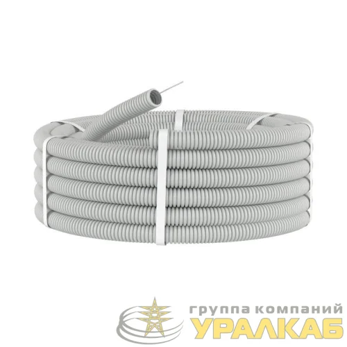 Труба гофрированная ПВХ гибкая легкая d16мм с протяжкой сер. (уп.100м) DKC 