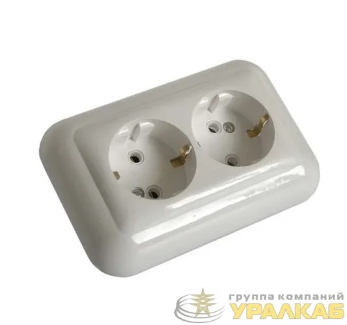 Розетка 2-м СП 16А IP20 с заземл. бел. БЕЛТИЗ 