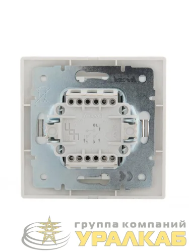 Выключатель 2-кл. СП Mira 10А IP20 со вставкой жемчуж./бел. перламутр. LEZARD 701-3030-101 детальная картинка