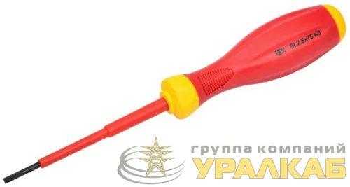 Отвертка диэлектрическая шлицевая SL2.5х75 K3 1000В ARMA2L 3 IEK A2L3-SC30-K3-SL-25-075 детальная картинка