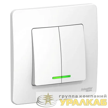 Выключатель 2-кл. СП Blanca 10А IP20 (сх. 5) 250В с подсветкой бел. SE BLNVS010511