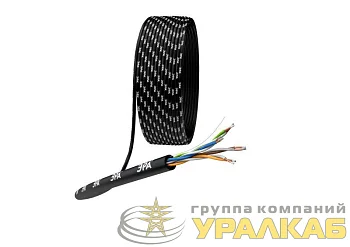 Кабель витая пара U/UTP кат.5E 4х2х24AWG solid CCA PE Outdoor Simple черн. (м) Эра Б0044436