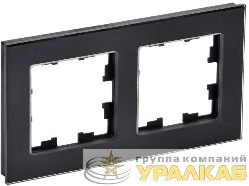 Рамка 2-м BRITE РУ-2-2-БрЧ стекло черн. IEK BR-M22-G-K02 детальная картинка
