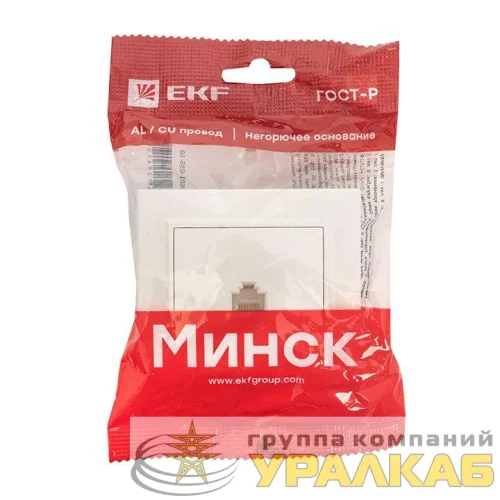 Розетка компьютерная 1-м СП Минск RJ45 бел. Basic EKF ERK01-035-10 детальная картинка