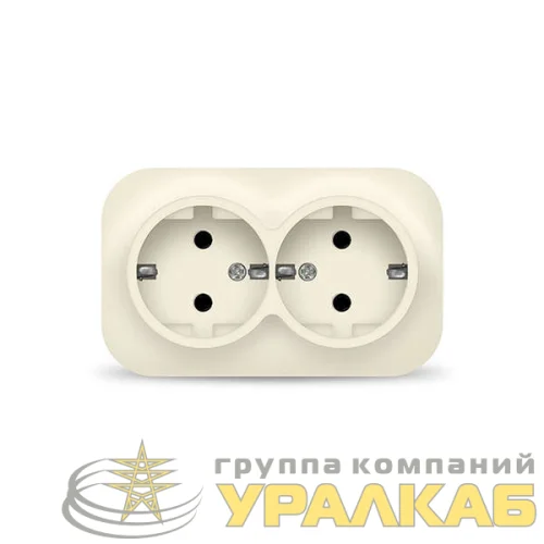 Розетка 2-м ОП 16А IP20 с заземл. сл. кость IONICH 1428 детальная картинка