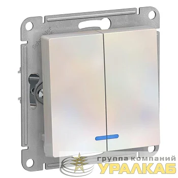 Выключатель 2-кл. СП AtlasDesign 10А IP20 (сх. 5а) 10AX с подсветкой механизм жемчуж. SE 