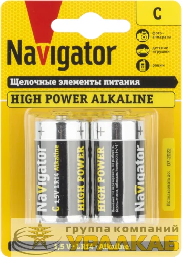 Элемент питания алкалиновый C/LR14 94 754 NBT-NE-LR14-BP2 (блист.2шт) NAVIGATOR 94754 детальная картинка
