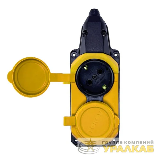 Колодка удлинителя 2-м с заземл. 16А IP44 каучук желт. TOKOV 