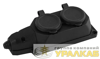 Колодка удлинителя 2-м с заземл. 16А IP44 K-2e-B-IP44 каучук черн. Эра Б0044544