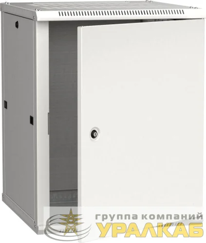 Шкаф 19 дюйм LINEA W 15U 600х600мм настен. метал. дверь RAL7035 ITK 