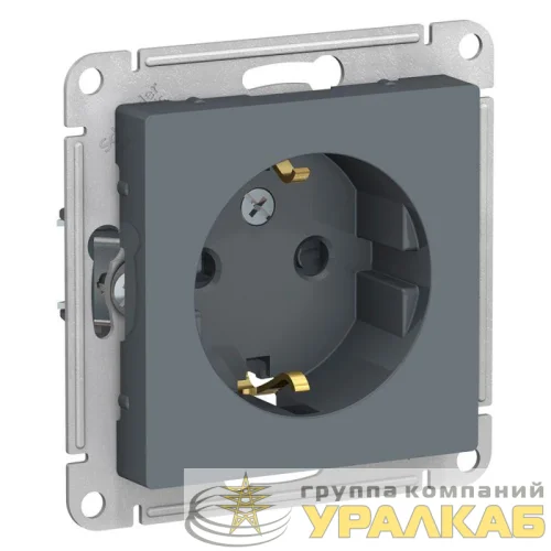 Розетка 1-м СП AtlasDesign 16А IP20 с заземл. защ. шторки механизм грифель SE ATN000745 детальная картинка