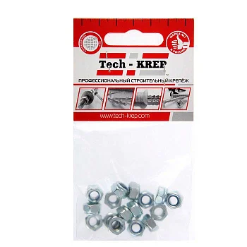 Гайка самоконтрящаяся М6 цинк. DIN 985 (уп.16шт) пакет Tech-Krep 