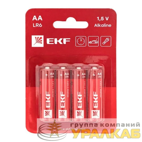 Элемент питания алкалиновый AA/LR6 (блист.4шт) EKF LR6-BL4 детальная картинка