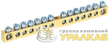 Шина PEN "земля-ноль" 6х9мм 14/1 (14групп/крепеж по центру) IEK YNN10-14-100