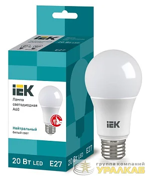 Лампа светодиодная Eco 20Вт A60 грушевидная 4000К нейтр. бел. E27 230В IEK LLE-A60-20-230-40-E27