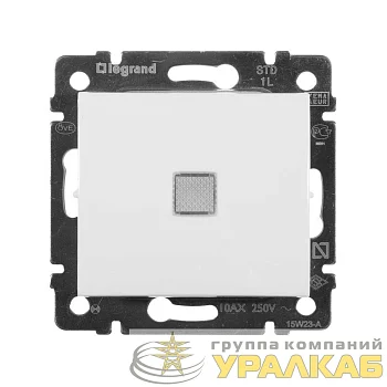 Механизм выключателя 1-кл. СП Valena 10А IP31 250В с зел. индикацией бел. Leg 