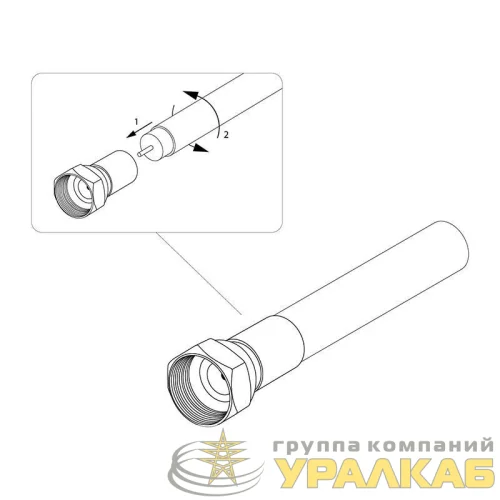 Разъем антенный на кабель штекер F для кабеля SAT (с резиновым уплотнителем) (блист.2шт) Rexant 06-0005-A2 детальная картинка