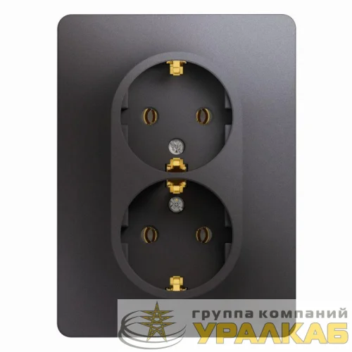 Розетка 2-м СП Glossa 16А IP20 250В с заземл. в сборе графит SE GSL001324 детальная картинка