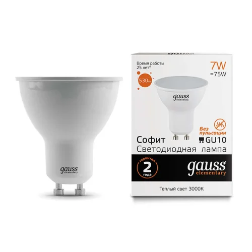 Лампа светодиодная Elementary MR16 7Вт 3000К GU10 530лм Gauss 13617 детальная картинка
