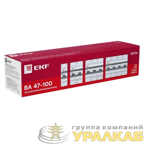 Выключатель автоматический модульный 2п C 20А 10кА ВА 47-100 PROxima EKF mcb47100-2-20C-pro детальная картинка