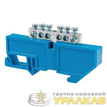 Шина нулевая N 6х9 6 отвер. цинк син. изолятор на DIN-рейку EKF sn1-63-06-d