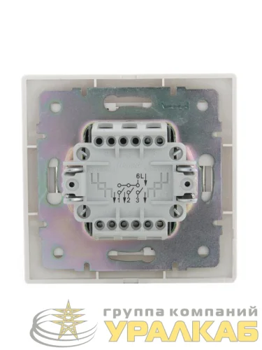 Выключатель 3-кл. СП Mira 10А IP20 с бел.вставкой бел. LEZARD 701-0202-109 детальная картинка