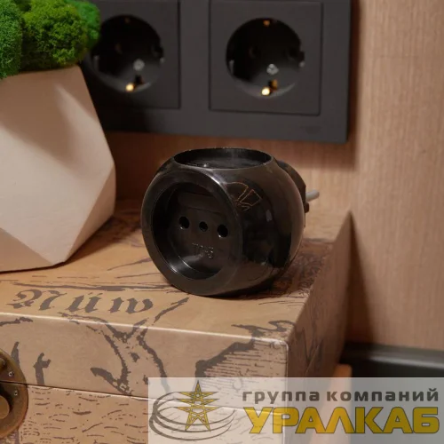 Разветвитель 3-м 6А IP20 Шар 220В черн. Rexant 11-1063-1 детальная картинка