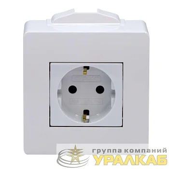 Коробка 1-м ОП PDD-N60 16А IP00 с заземл. с силовой роз. BRAVA 2мод. бел. DKC 10482