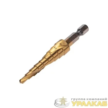 Сверло ступенчатое 4-5-6-7-8-9-10-11-12мм Р6М5 ТИТАН шестигр. хвостовик Kranz 