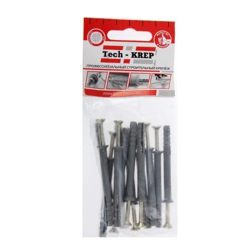 Дюбель-гвоздь 6х60 с потайной манжетой полипропилен (уп.14шт) пакет Tech-Krep 