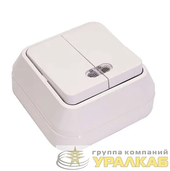 Выключатель 2-кл. ОП 10А IP20 с подсветкой бел. Makel 45123