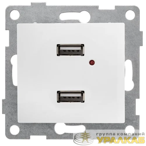 Розетка USB 2-м СП Bravo механизм бел. GUSI С10USB2-001 детальная картинка