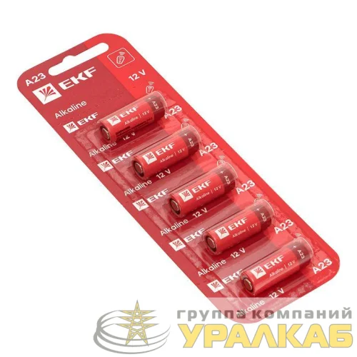 Элемент питания алкалиновый A23 для сигнализаций (блист.5шт) EKF A23-BL5 детальная картинка
