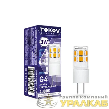 Лампа светодиодная 3Вт Capsule 4000К G4 220-240В TOKOV ELECTRIC TKE-G4-3-4K