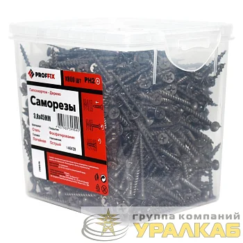 Саморез гипсокартон-дерево 3.8х45 усиленный (TWN) (уп.800шт) контейнер Proffix 146439