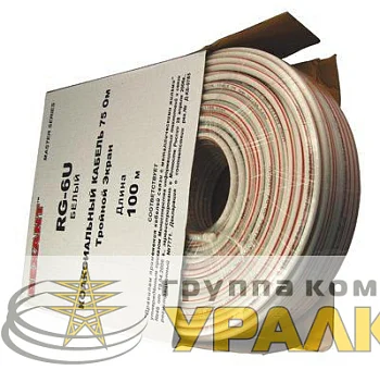 Кабель RG-6U+CU (75%) 75Ом (тройной экран) "MASTER" Б (уп.100м) Rexant 01-2241 Кабель RG-6U+CU (75%) 75Ом (тройной экран) "MASTER" Б (уп.100м) Rexant 01-2241
