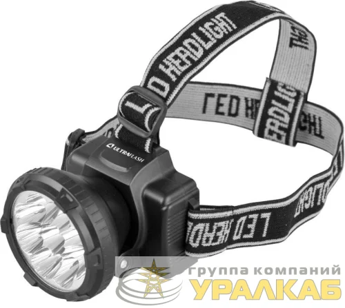 Фонарь аккумуляторный налобный LED5363 9LED 2 режима 220В пластик. черн. (бокс) Ultraflash 11257 детальная картинка