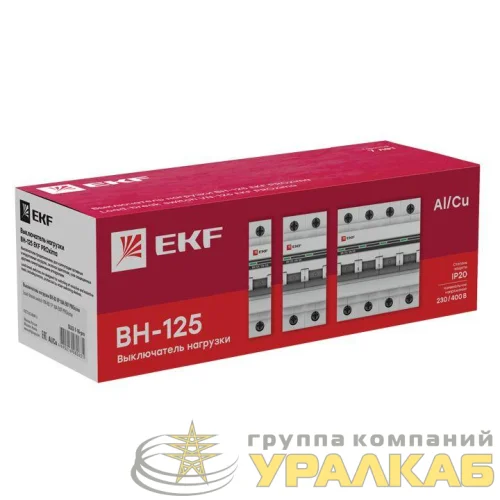 Выключатель нагрузки 2п 100А ВН-125 PROxima EKF SL125-2-100-pro детальная картинка