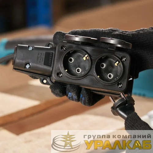 Розетка штепсельная двухместная влагозащ. с/з 16А IP54 каучук Rexant 111-112 детальная картинка