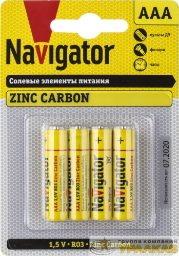 Элемент питания солевой AAA/R03 94 767 NBT-NS-AAA/R03-BP4 (блист.4шт) Navigator 94767 детальная картинка