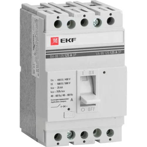 Выключатель автоматический 3п 125/16А 25кА ВА-99 PROxima EKF mccb99-125-16 детальная картинка