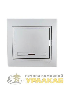 Выключатель 1-кл. СП Mira 10А IP20 с подсветкой со вставкой сер. метал. LEZARD 