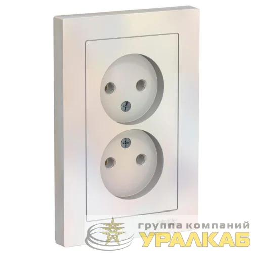 Розетка 2-м СП AtlasDesign 16А IP20 без заземл. в сборе жемчуж. SE ATN000420 детальная картинка