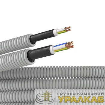 Труба гофрированная ПВХ гибкая d16мм с кабелем ВВГнг(А)-LS 3х1.5 РЭК ГОСТ+ сер. (уп.25м) DKC 