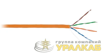 Кабель U/UTP 4 пары кат.5e класс D 100МГц ож BC чистая медь внутр. LSZH нг(B)-HF оранж. (уп.305м) NETLAN EC-UU004-5E-LSZH-OR