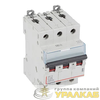 Выключатель автоматический модульный 3п C 25А 6кА DX3-E 6000 3мод. 230/400В Leg 407293