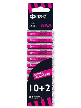 Элемент питания алкалиновый LR03 Super Alkaline SBL-10+2 (уп.12шт) ФАZА 2854612